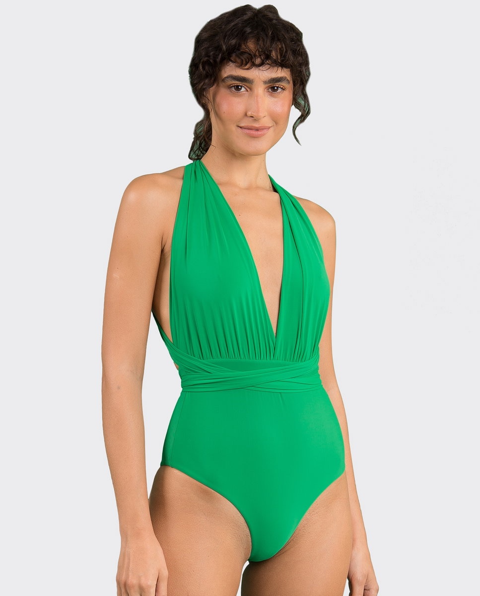Bañador de mujer escote redondo - Río de Sol - Verde claro Verde claro-1