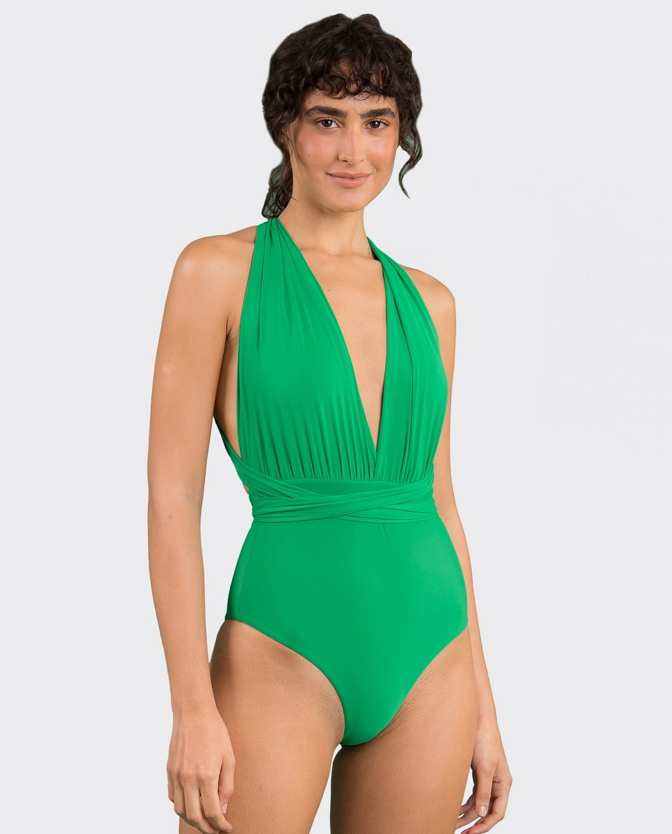 Bañador de mujer escote redondo - Río de Sol - Verde claro Verde claro-2