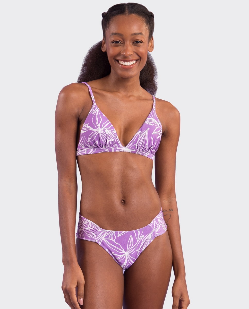 Braga de bikini brasileña estampada - Río de Sol - Morado pastel Morado pastel-2