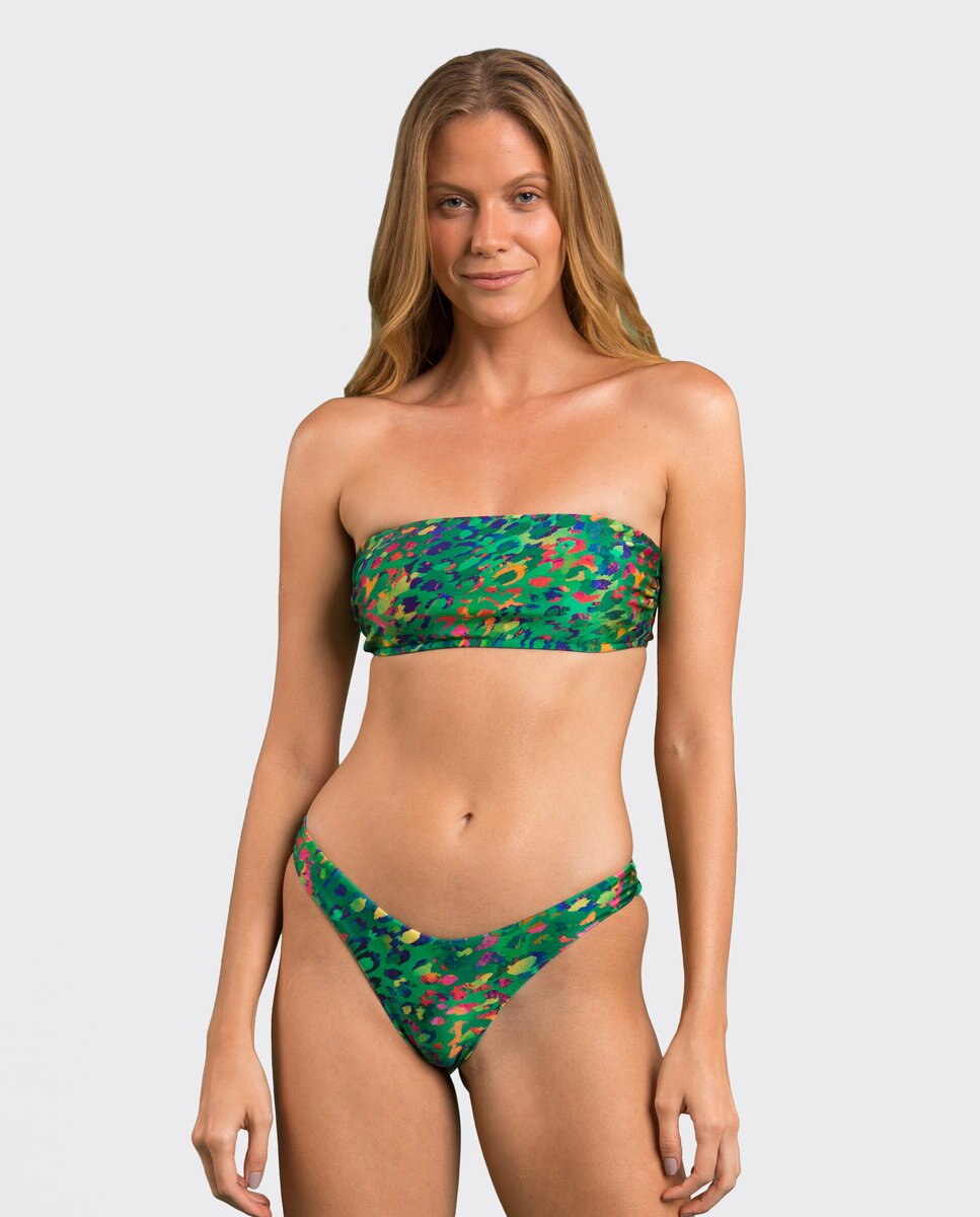 Braga de bikini brasileña estampada - Río de Sol - Verde claro Verde claro-2
