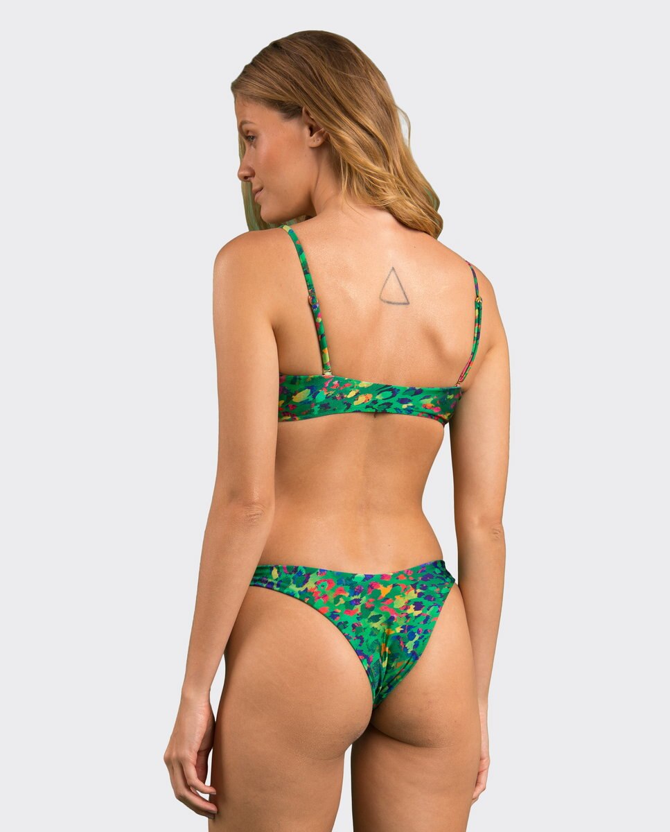 Top de bikini bandeau estampado con relleno - Río de Sol - Verde claro Verde claro-3