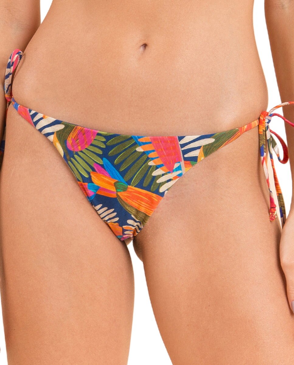 Braga de bikini con lazo estampada - Río de Sol - Azul fumé Azul fumé-1