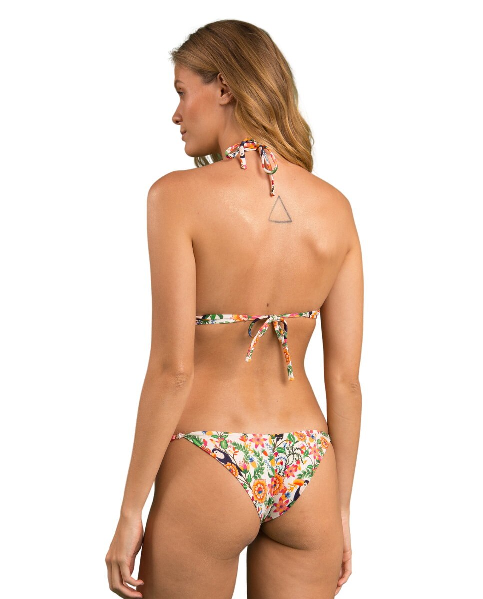 Braga de bikini brasileña estampada - Río de Sol - Blanco roto Blanco roto-3