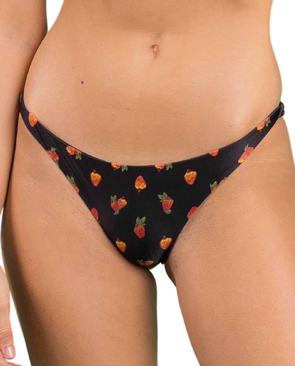 Braga de bikini brasileña estampada - Río de Sol - Negro Negro-1