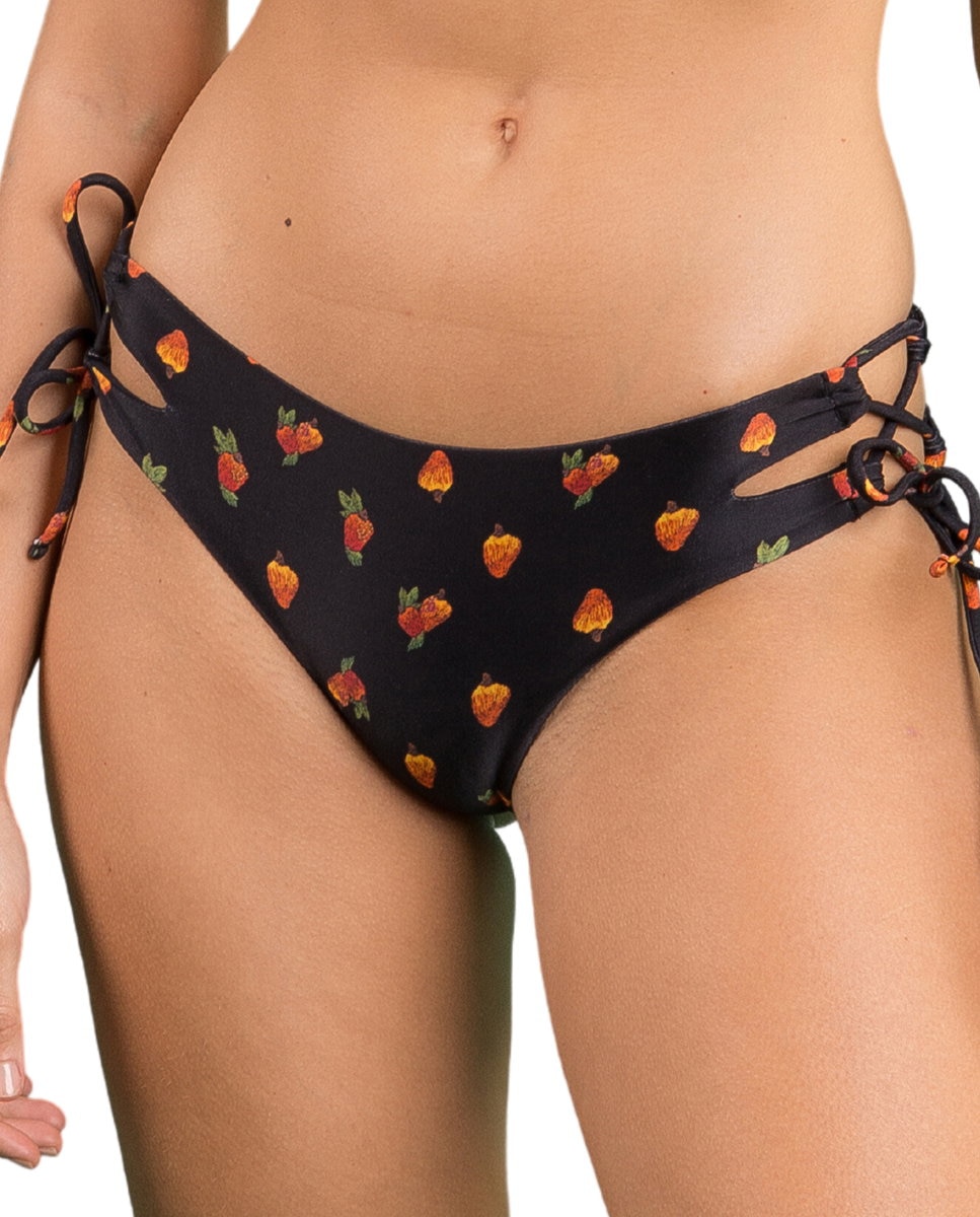 Braga de bikini con lazo estampada - Río de Sol - Negro Negro-1