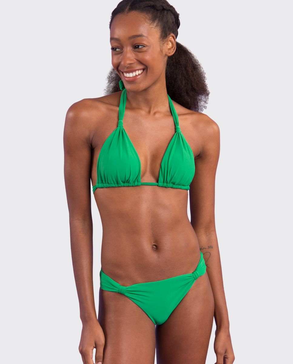 Top de bikini cuello halter liso con relleno - Río de Sol - Verde Verde-2