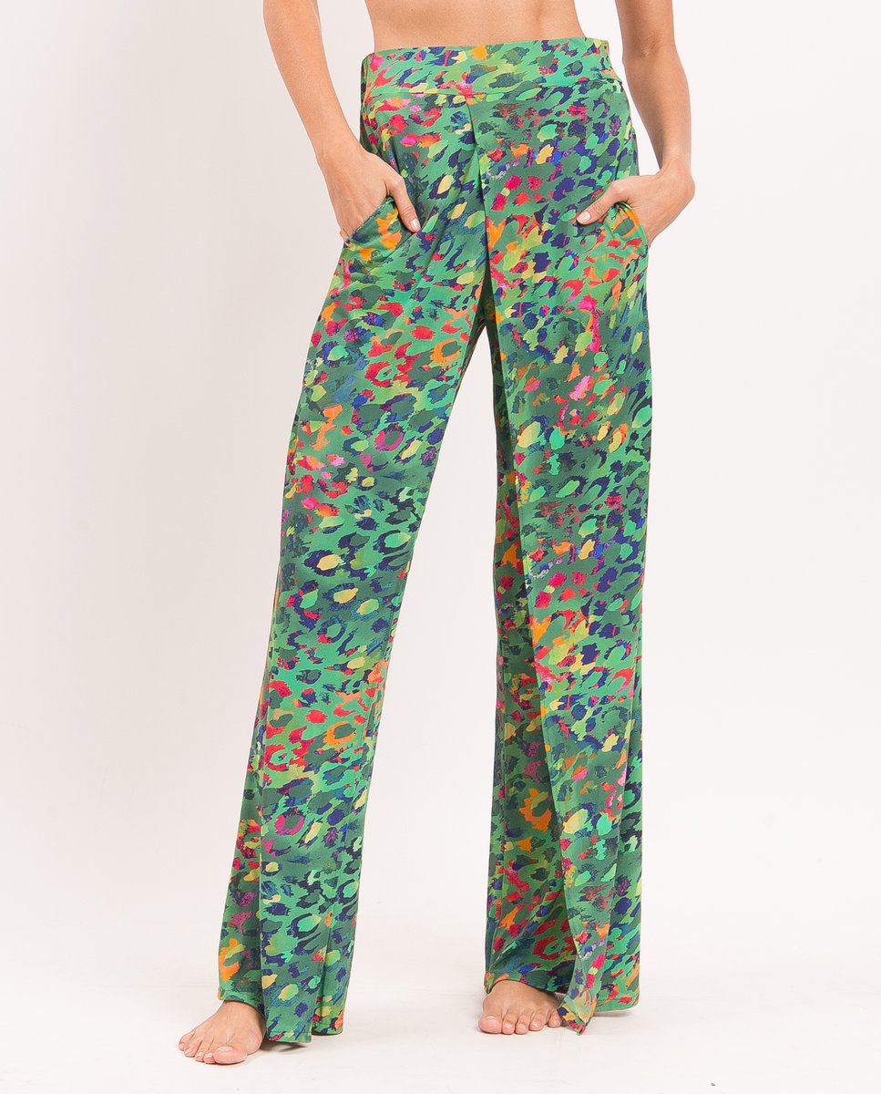 Pantalones largos de playa de mujer - Río de Sol - Verde claro Verde claro-1