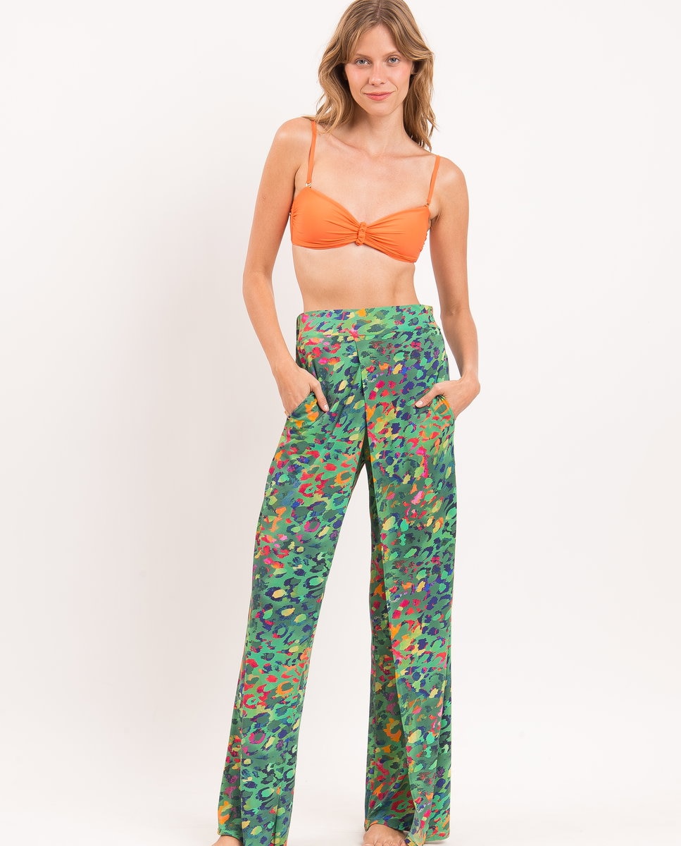 Pantalones largos de playa de mujer - Río de Sol - Verde claro Verde claro-2