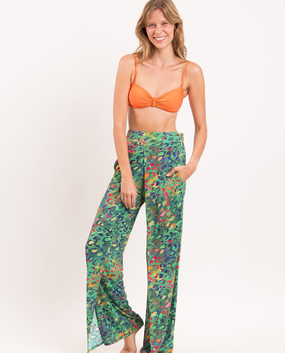 Pantalones largos de playa de mujer - Río de Sol - Verde claro Verde claro-4