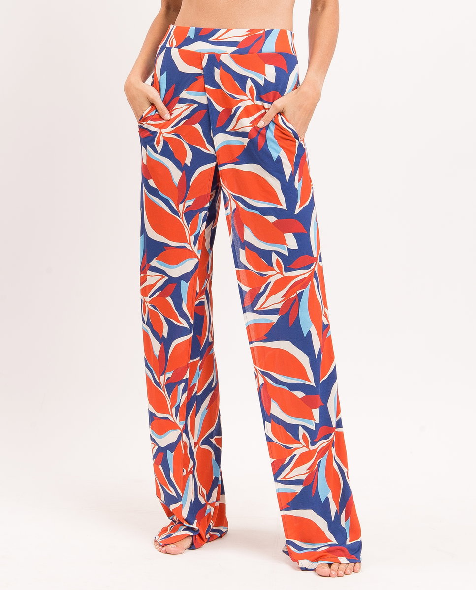 Pantalones largos de playa de mujer - Río de Sol - Azul Océano Azul Océano-1