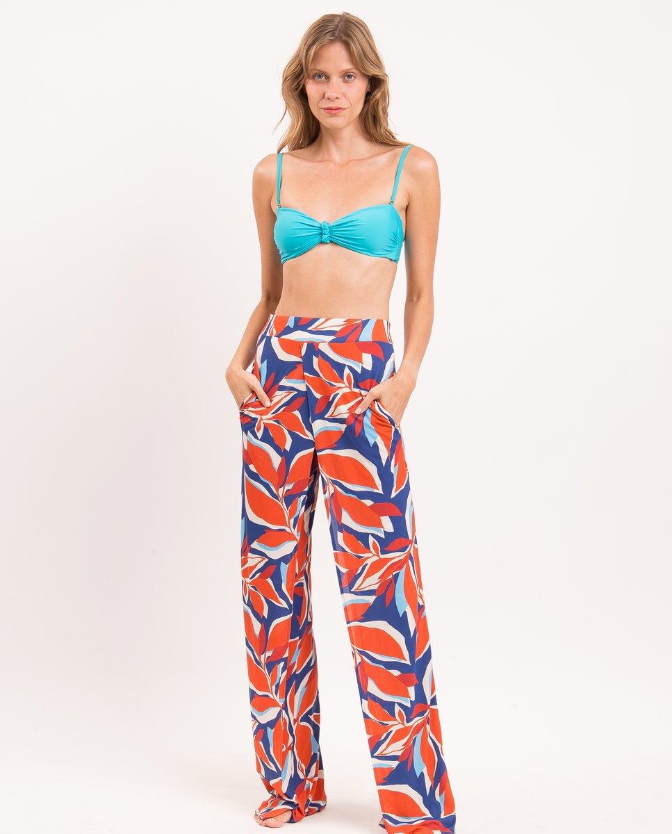 Pantalones largos de playa de mujer - Río de Sol - Azul Océano Azul Océano-2