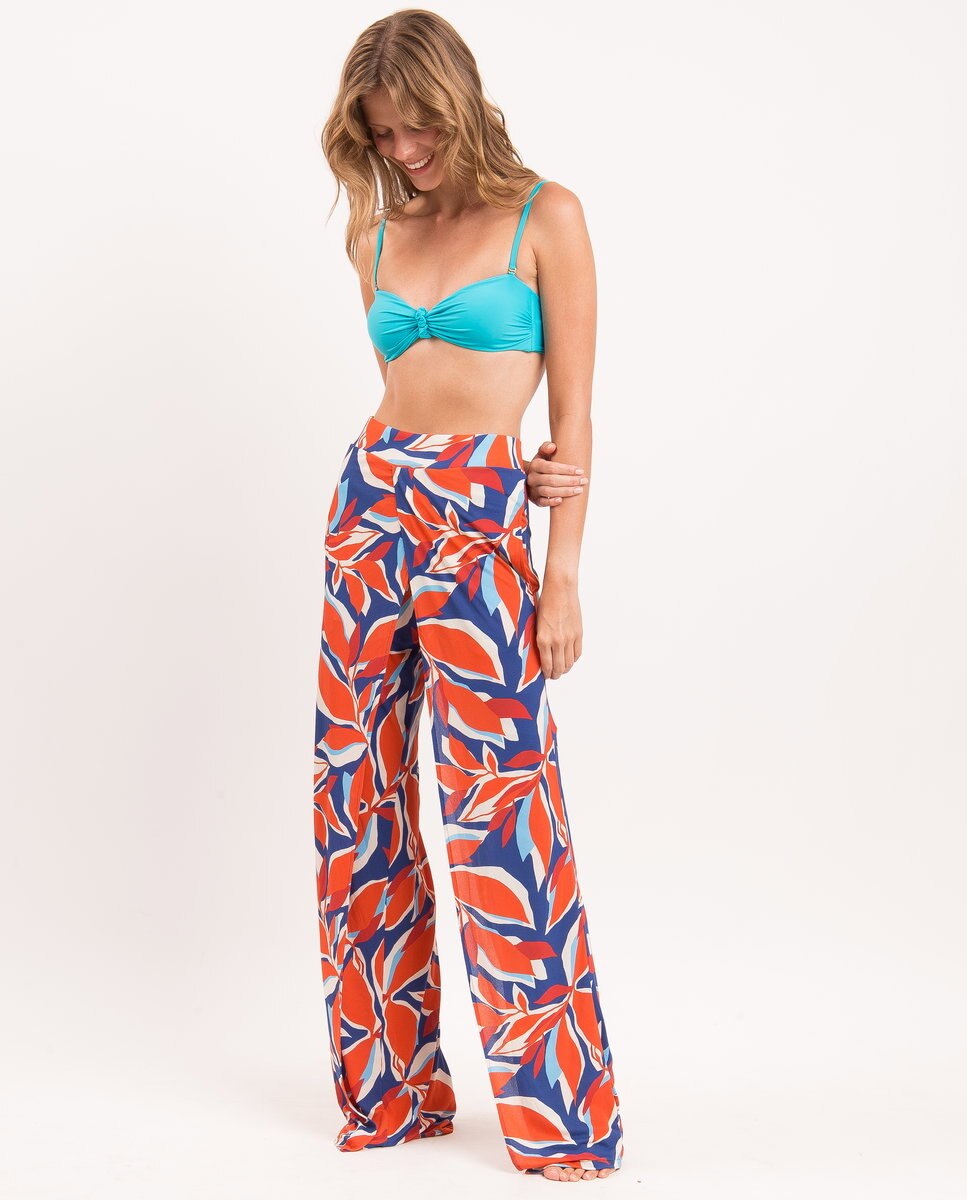Pantalones largos de playa de mujer - Río de Sol - Azul Océano Azul Océano-4