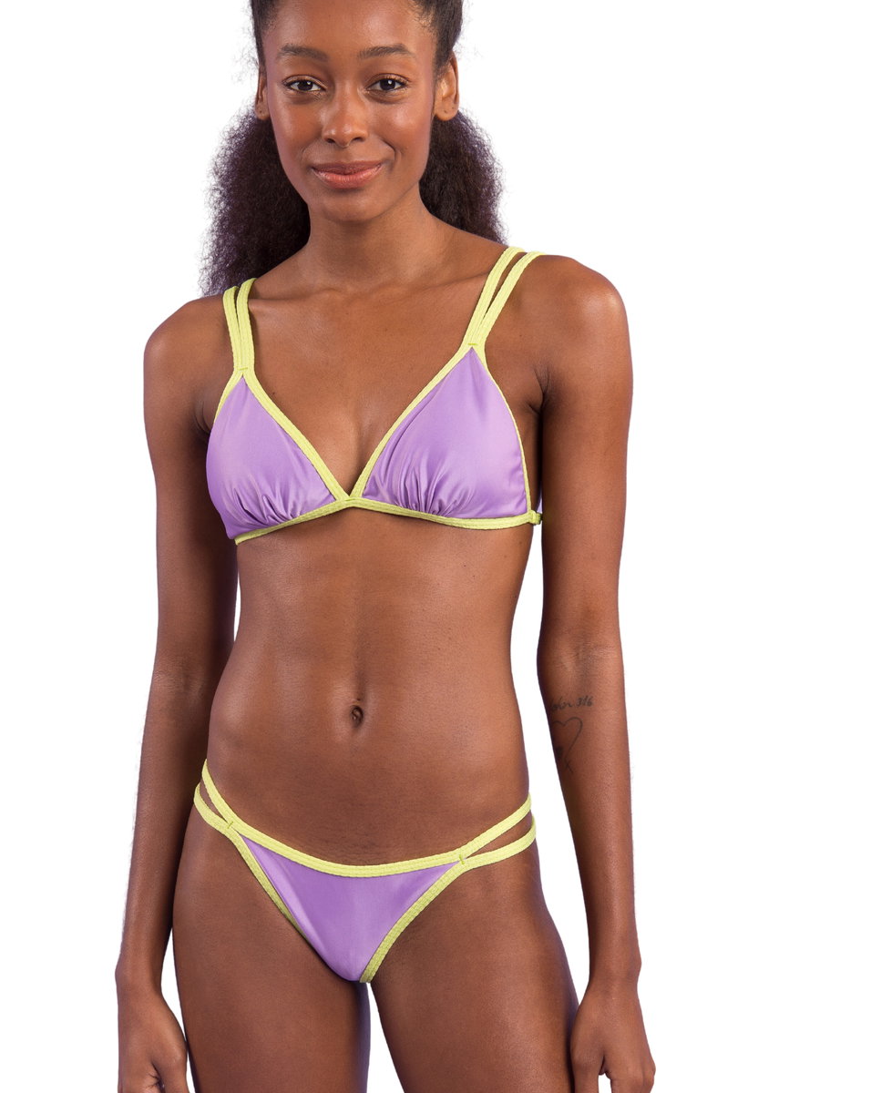 Braga de bikini brasileña lisa - Río de Sol - Morado pastel Morado pastel-2