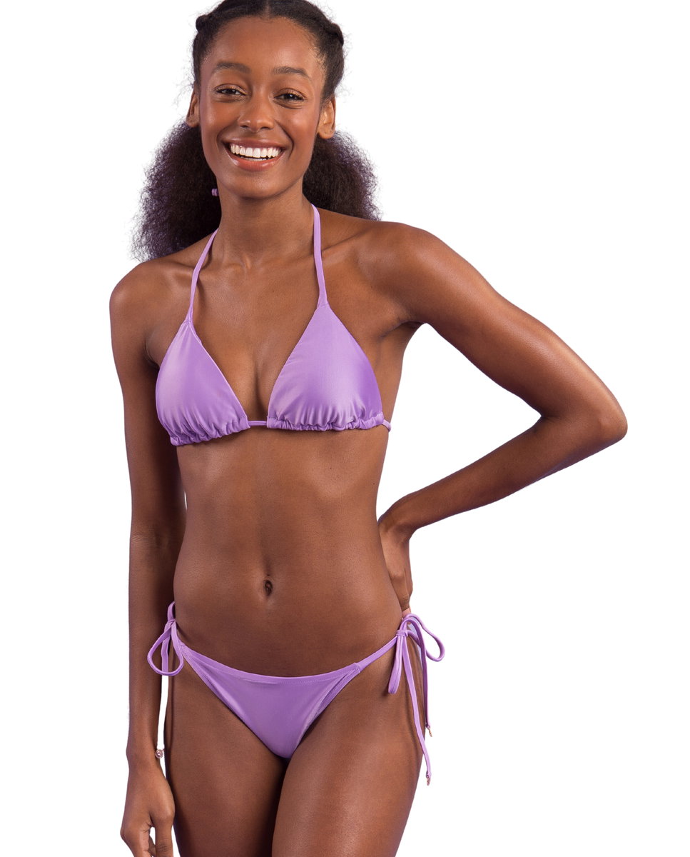 Braga de bikini con lazo lisa - Río de Sol - Morado pastel Morado pastel-4