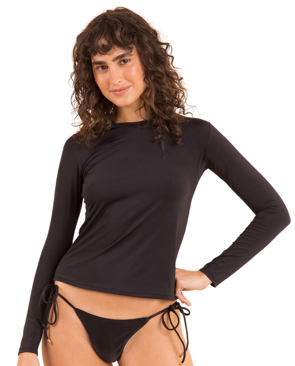 Top de bikini deportivo liso - Río de Sol - Gris oscuro Gris oscuro-1