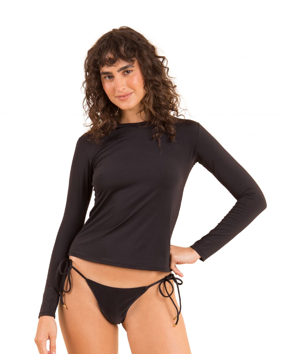 Top de bikini deportivo liso - Río de Sol - Gris oscuro Gris oscuro-2