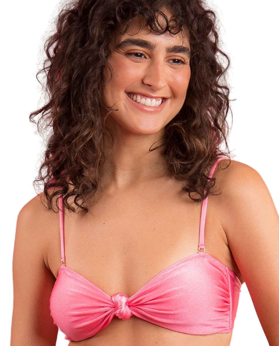 Top de bikini bandeau liso con relleno - Río de Sol - Brillo Brillo-1