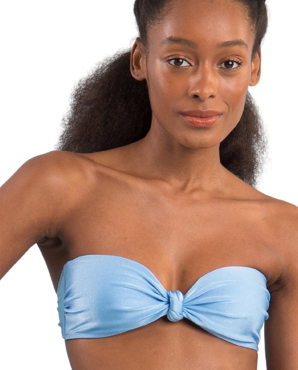 Top de bikini bandeau liso con relleno - Río de Sol - Azul Océano Azul Océano-1