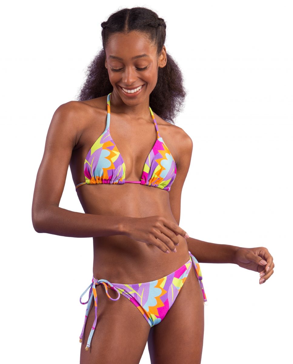 Top de bikini triángulo estampado con relleno - Río de Sol - Multicolor Multicolor-4