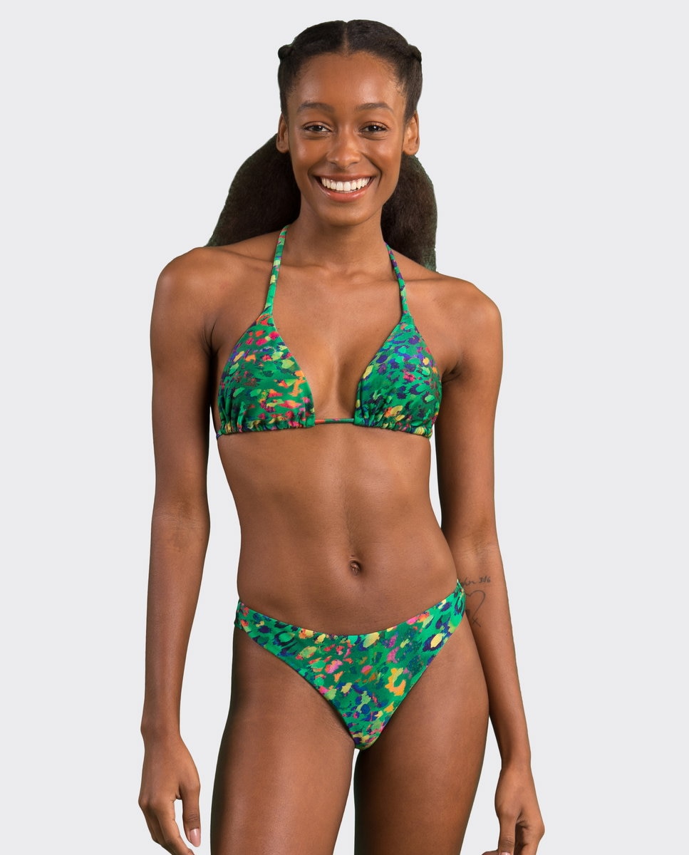 Braga de bikini brasileña estampada - Río de Sol - Verde claro Verde claro-2