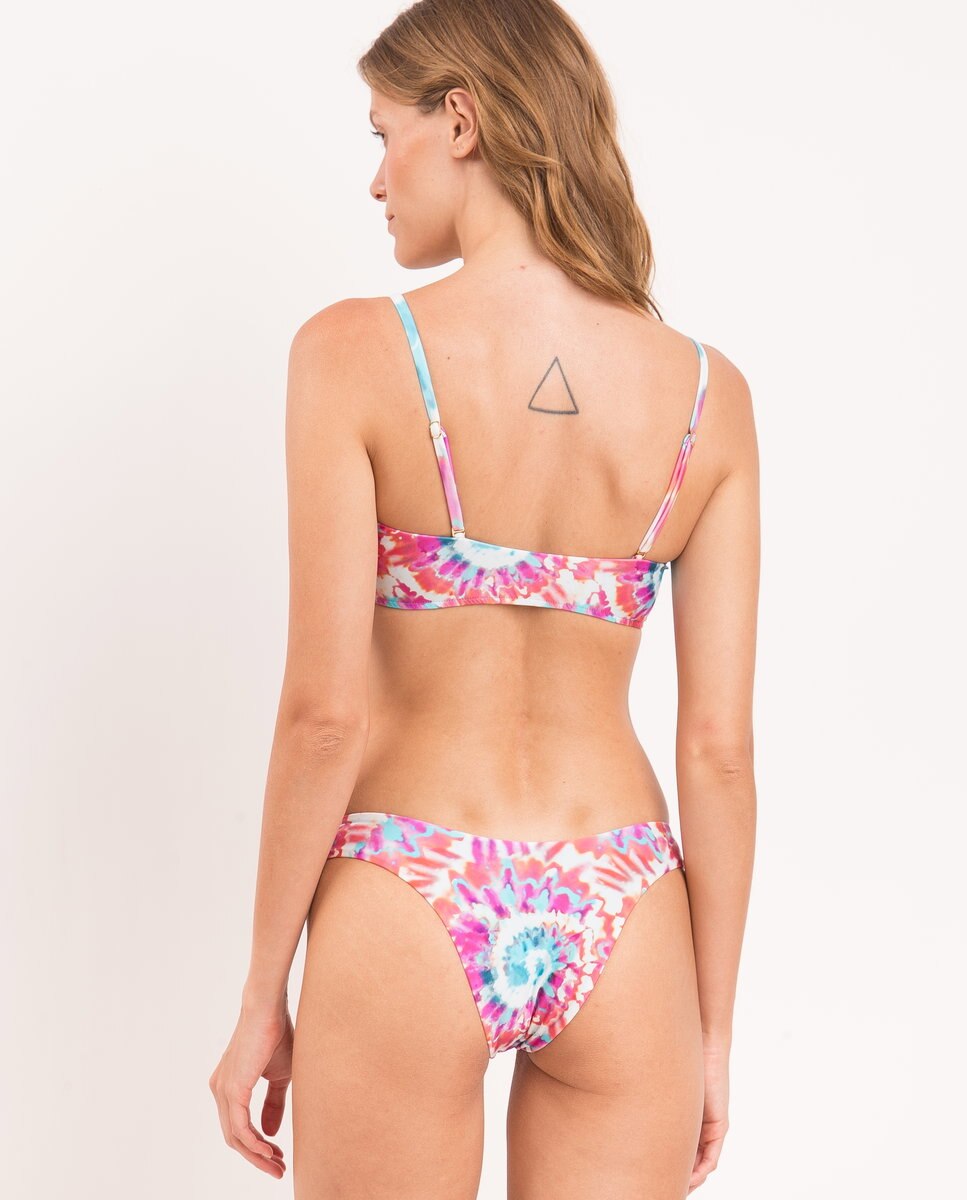Braga de bikini brasileña estampada - Río de Sol - Azul fumé Azul fumé-3