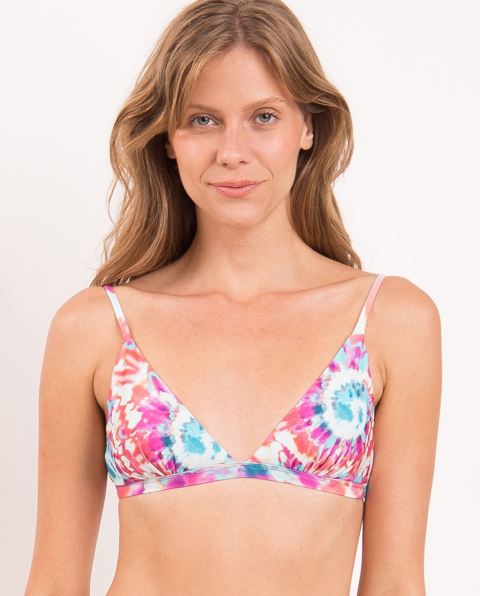 Top de bikini triángulo estampado con relleno - Río de Sol - Multicolor Multicolor-1