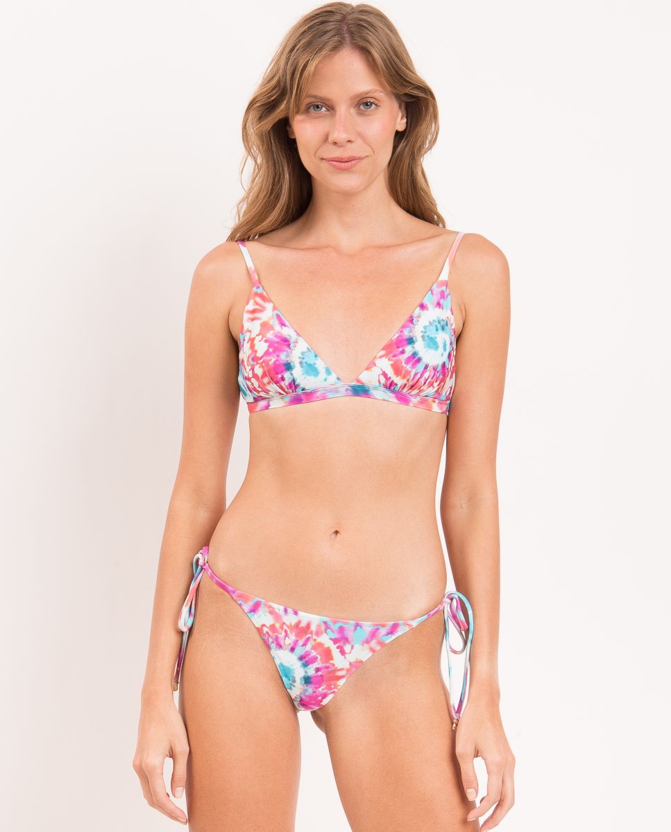 Top de bikini triángulo estampado con relleno - Río de Sol - Multicolor Multicolor-2
