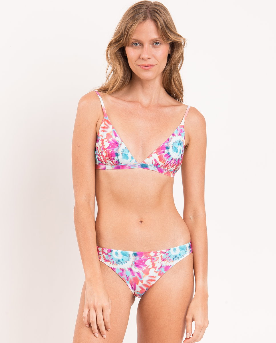 Braga de bikini brasileña estampada - Río de Sol - Azul fumé Azul fumé-2