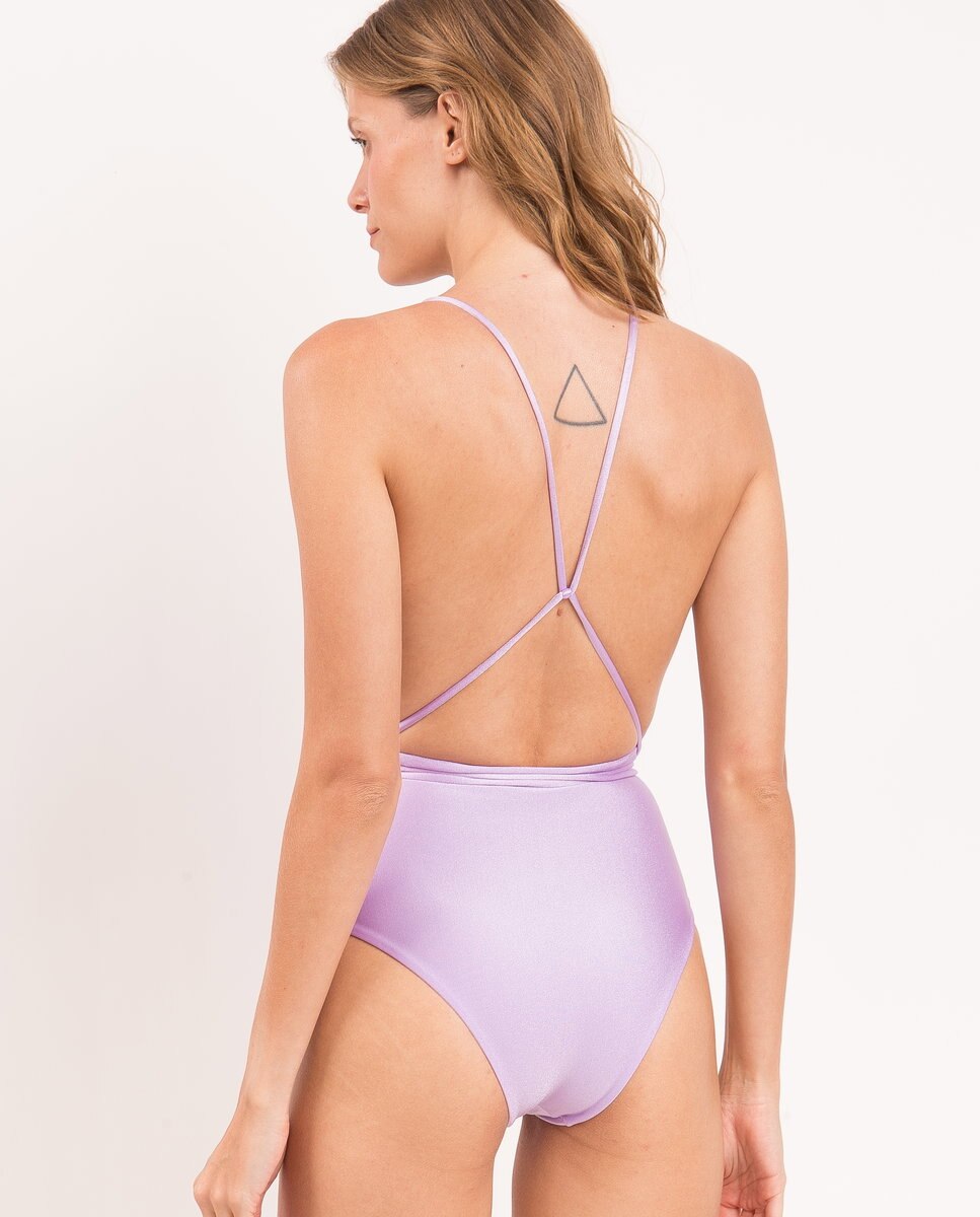 Bañador de mujer escote redondo - Río de Sol - Morado pastel Morado pastel-3
