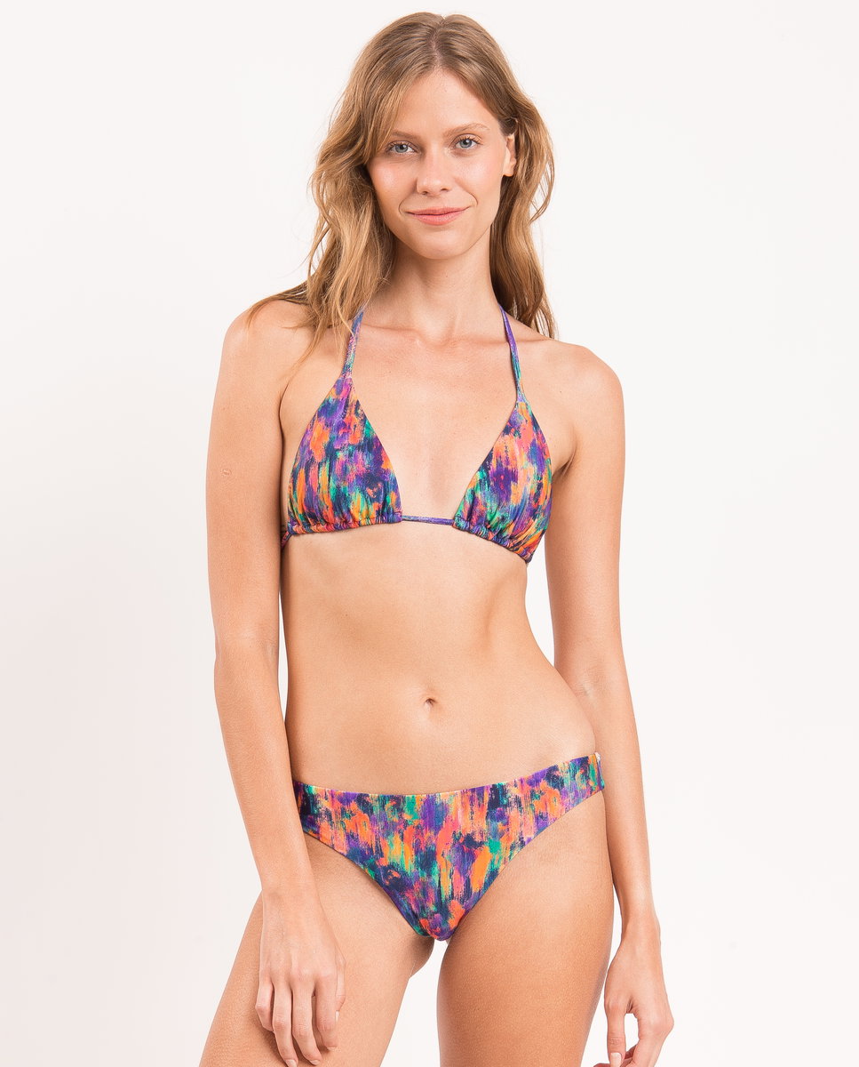 Braga de bikini brasileña estampada - Río de Sol - Azul fumé Azul fumé-2