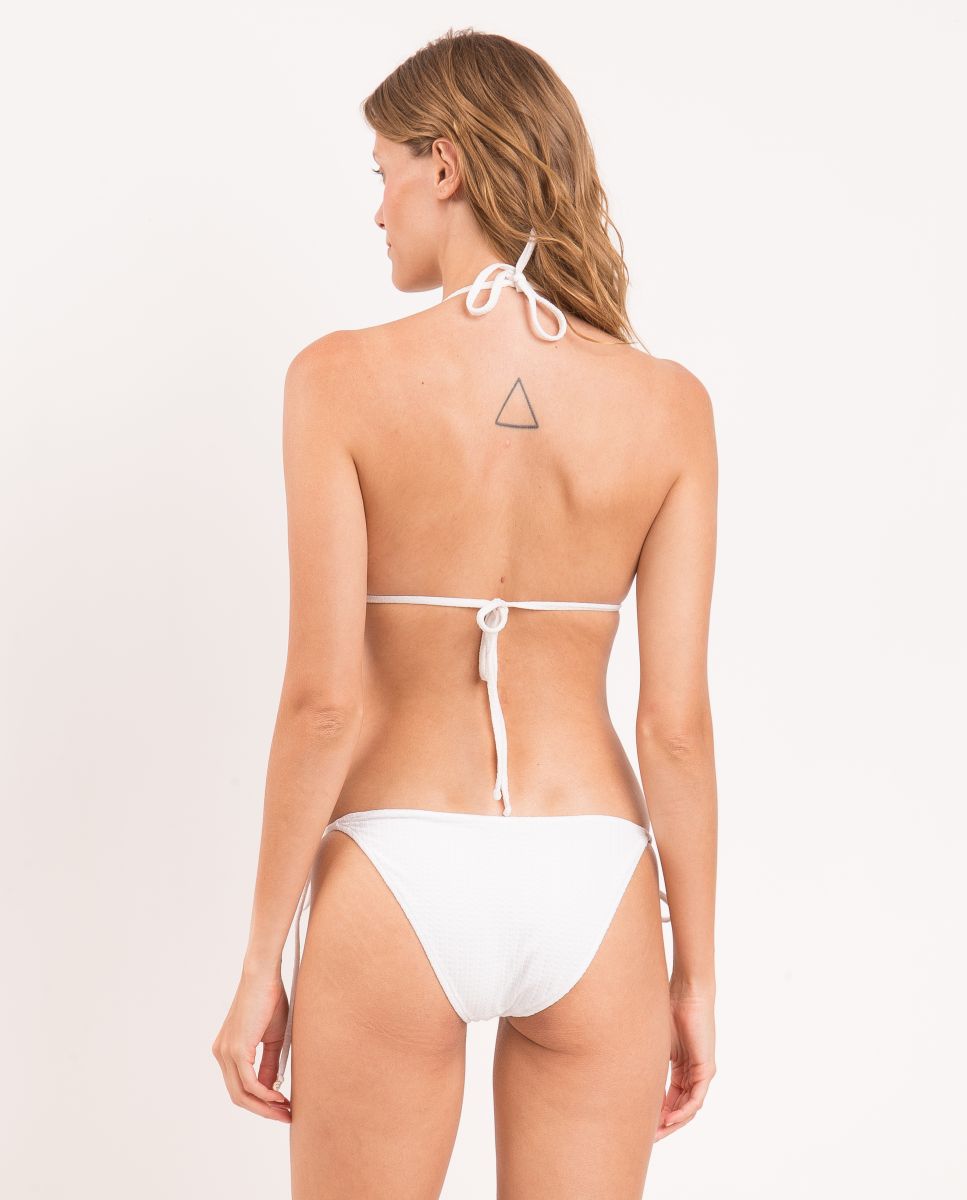 Braga de bikini con lazo lisa - Río de Sol - Blanco Blanco-3