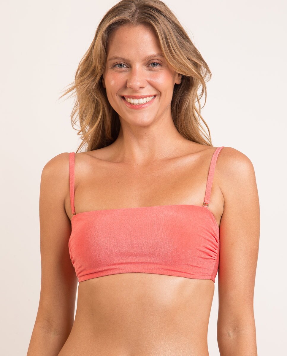 Top de bikini bandeau liso con relleno - Río de Sol - Brillo Brillo-1