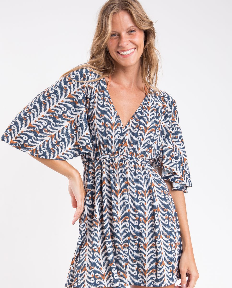 Río de Sol - Vestido de playa con estampado geométrico.