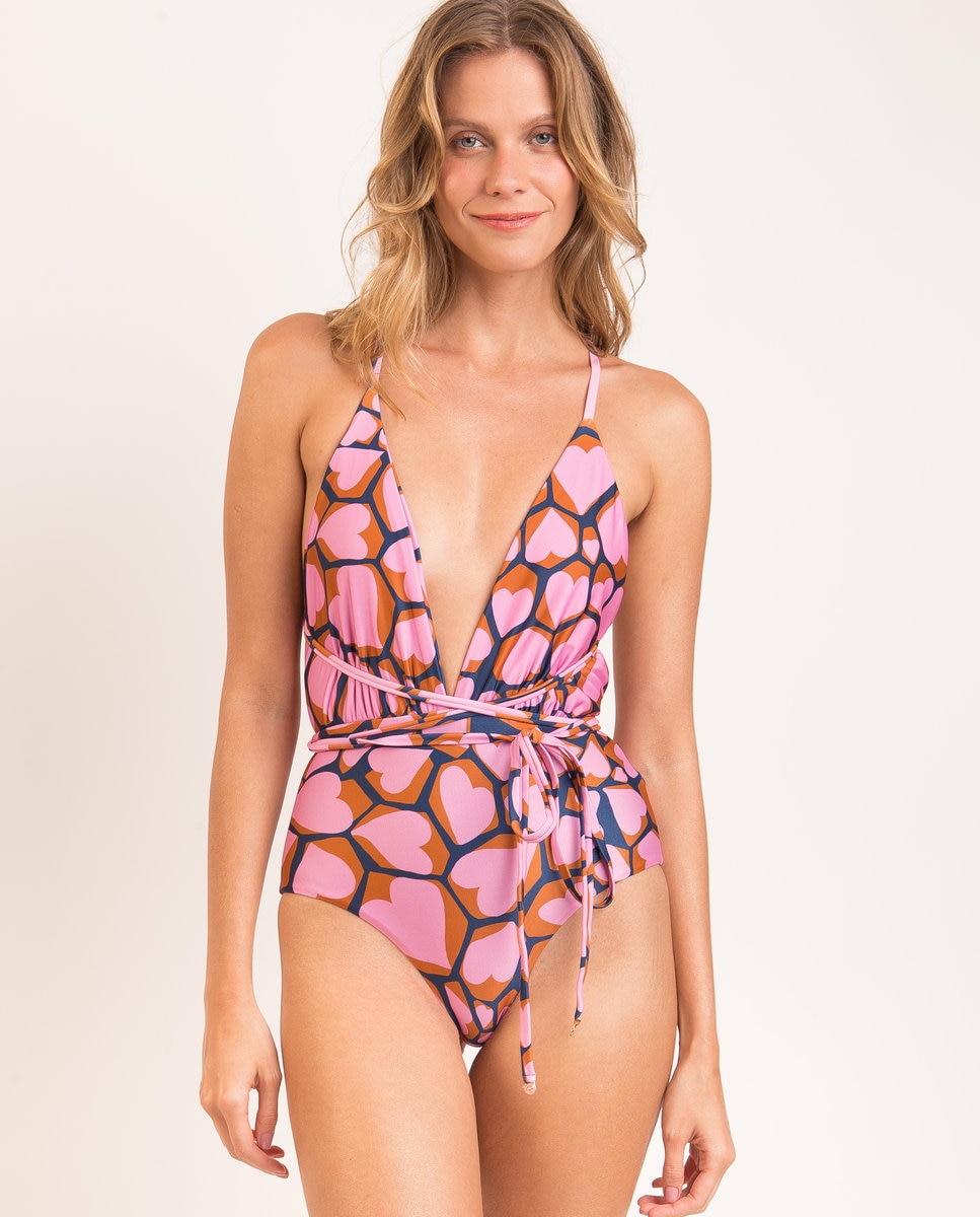 Bañador de mujer escote redondo estampado - Río de Sol - Brillo Brillo-1