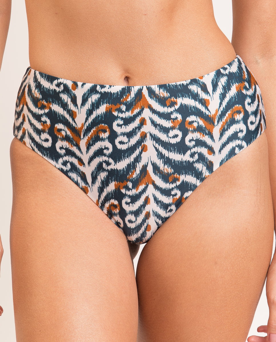 Braga de bikini culotte estampada - Río de Sol - Azul fumé Azul fumé-1