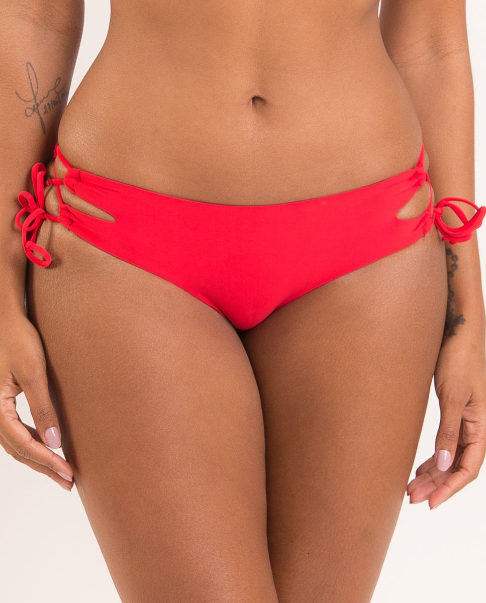 Braga de bikini con lazo lisa - Río de Sol - Rojo Rojo-1