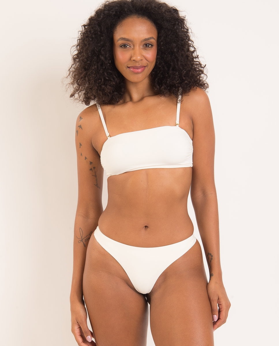 Braga de bikini brasileña lisa - Río de Sol - Blanco roto Blanco roto-2