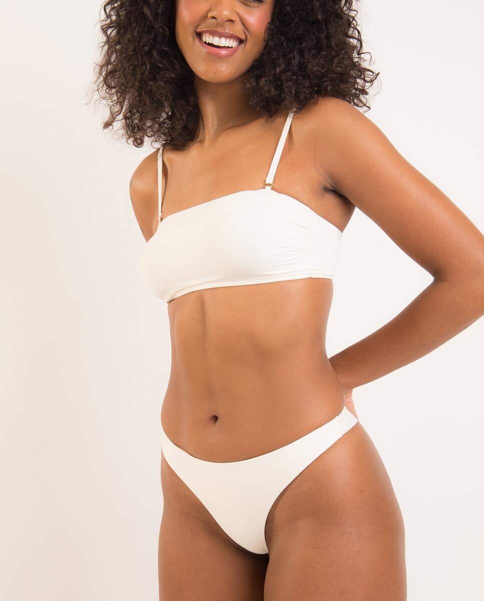 Braga de bikini brasileña lisa - Río de Sol - Blanco roto Blanco roto-4