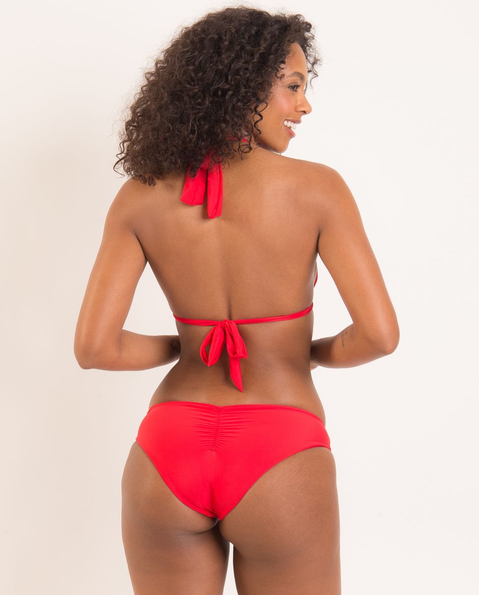 Braga de bikini brasileña lisa - Río de Sol - Rojo Rojo-3