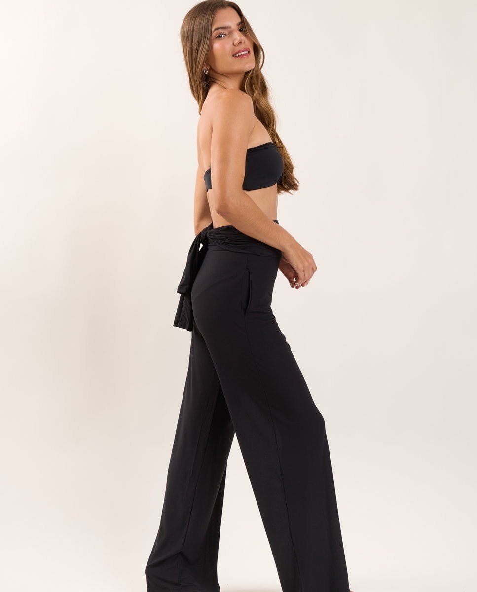 Pantalones largos de playa de mujer - Río de Sol - Negro Negro-4