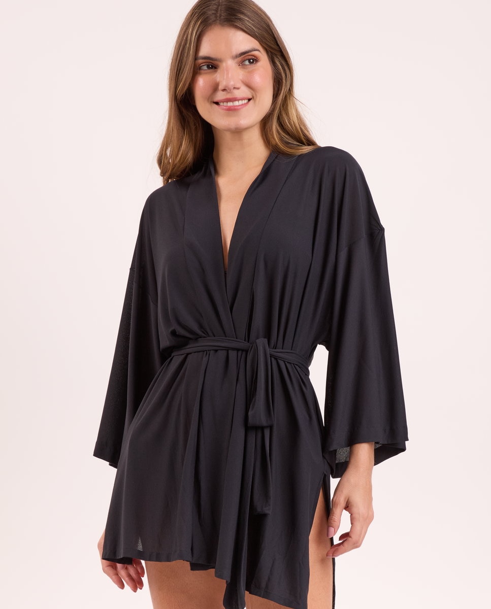 Caftan de playa de mujer - Río de Sol - Negro Negro-1