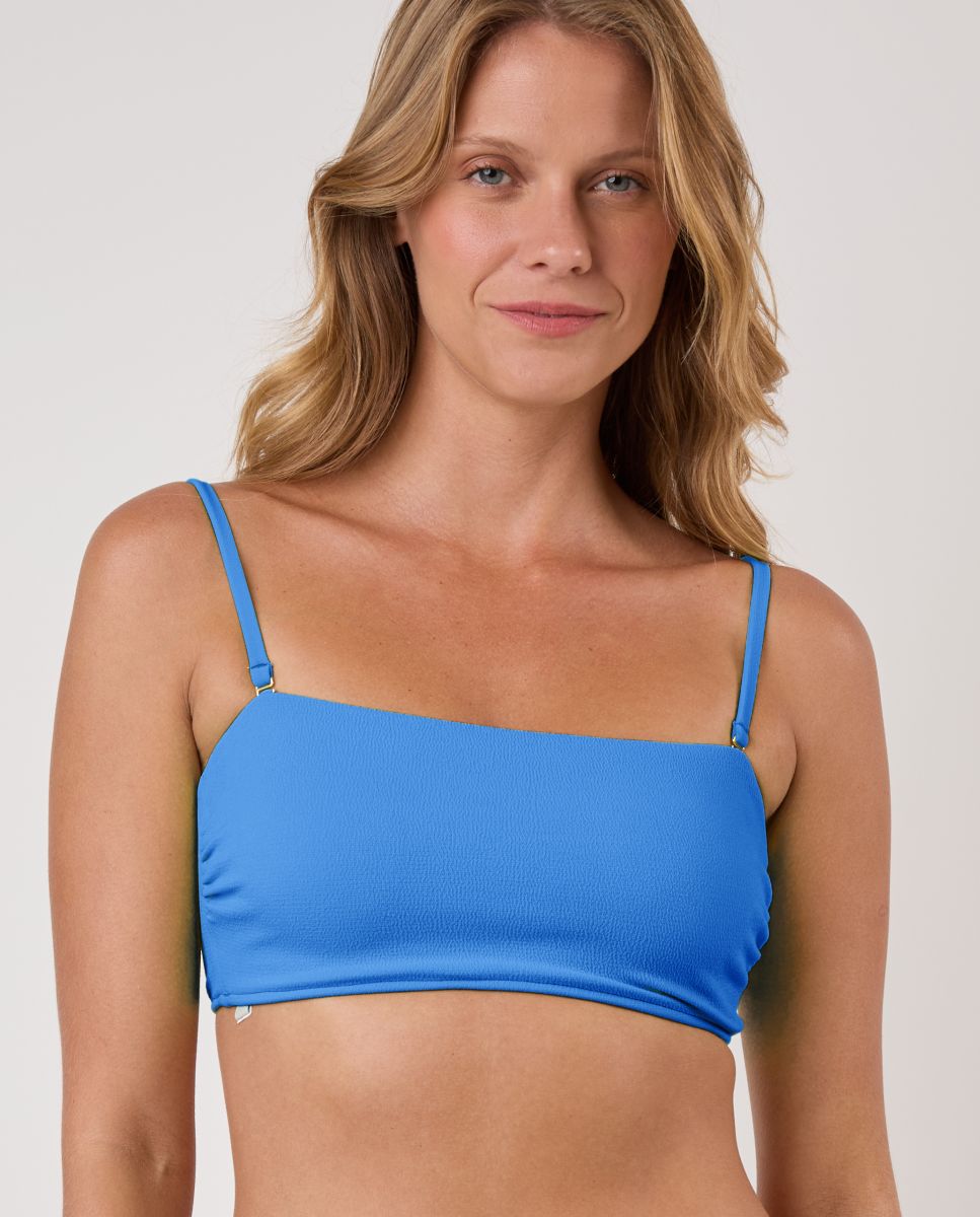 Top de bikini bandeau liso con relleno - Río de Sol - Azul eléctrico Azul eléctrico-1