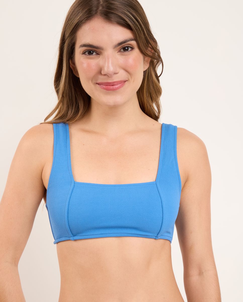 Top de bikini deportivo liso - Río de Sol - Azul claro Azul claro-1