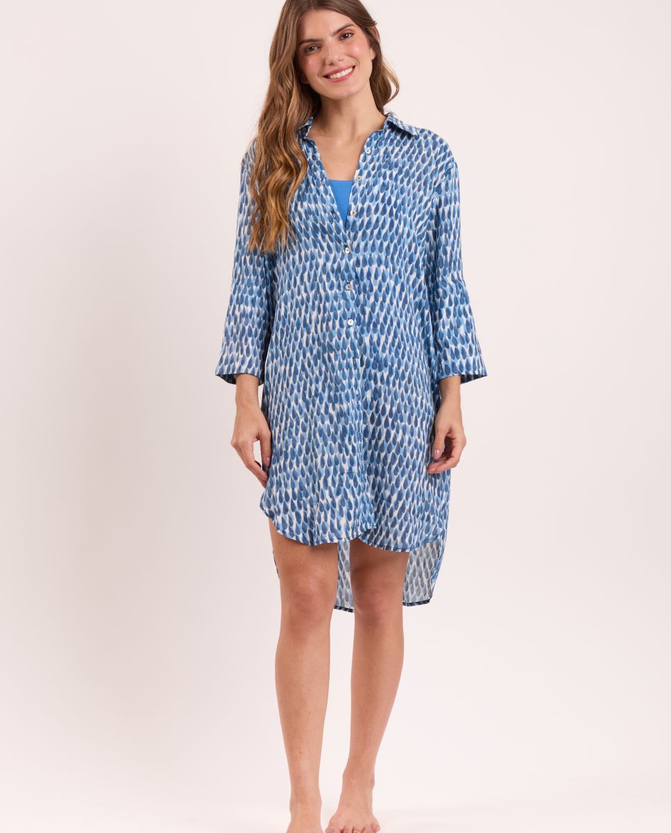 Imagen 0 de Vestido de playa de mujer Azul / Blanco