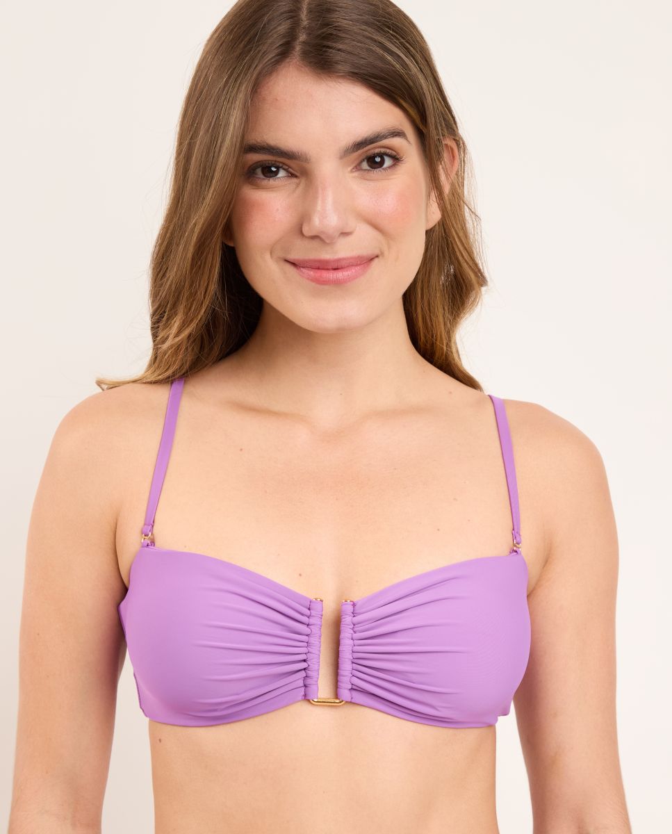 Top de bikini bandeau liso con relleno - Río de Sol - Lila Lila-1