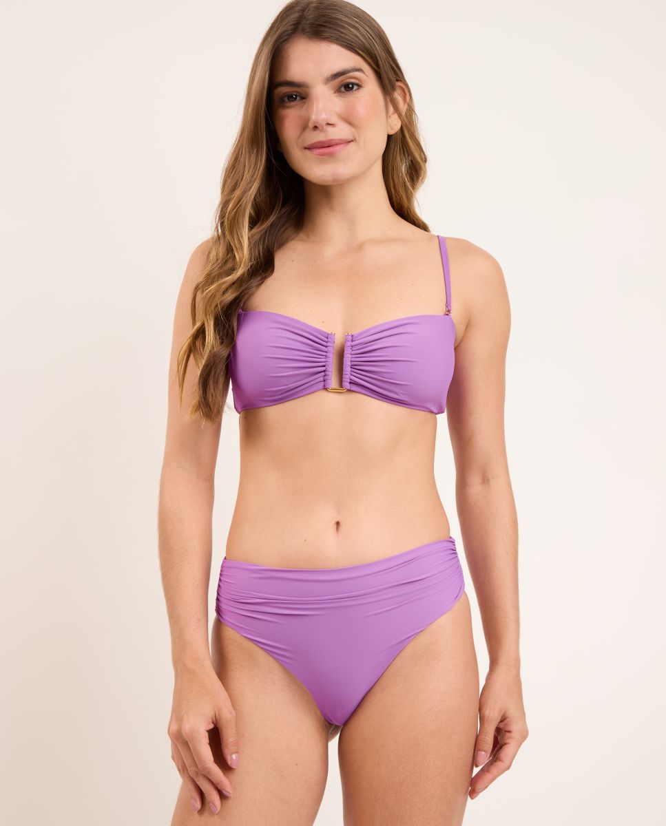 Top de bikini bandeau liso con relleno - Río de Sol - Lila Lila-2