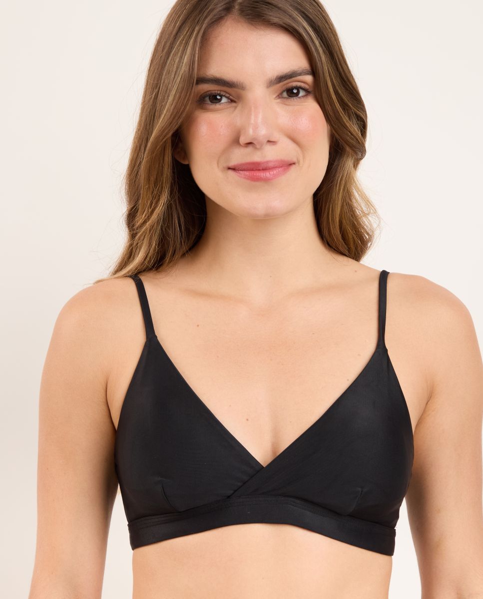 Top de bikini triángulo liso con relleno - Río de Sol - Gris oscuro Gris oscuro-1