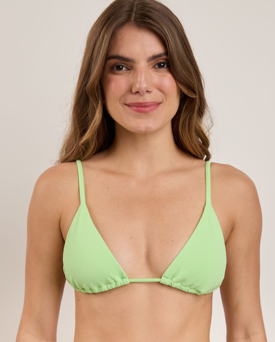 Top de bikini triángulo liso con relleno - Río de Sol - Verde menta Verde menta-1