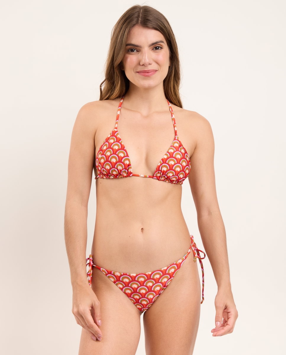 Braga de bikini con lazo estampada - Río de Sol - Beige Beige-2