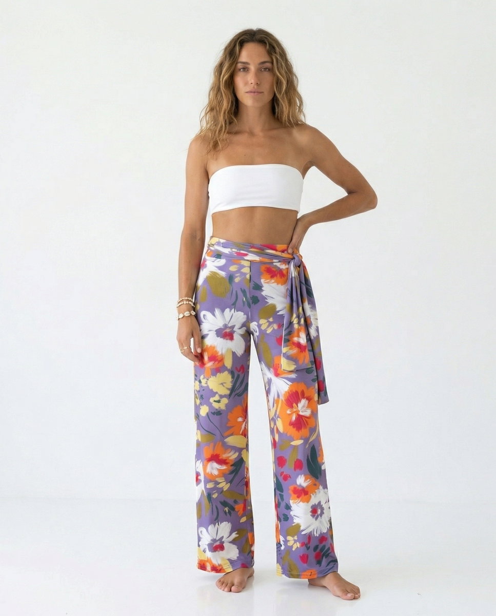 Pantalones largos de playa de mujer - Río de Sol - Morado Morado-1